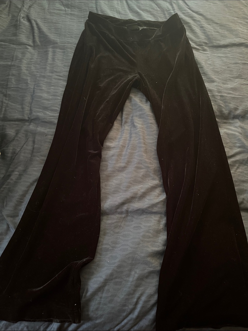 New York & Company Black Velvet Flare Leggings